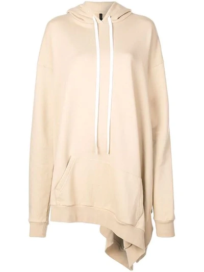 Ben Taverniti Unravel Project Unravel Project Oversized Asymmetric Hoodie In Beige
