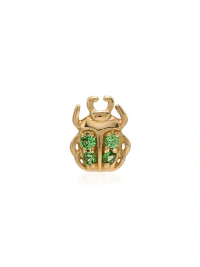 Loquet 18k Gold Beetle Charm Necklace In Green