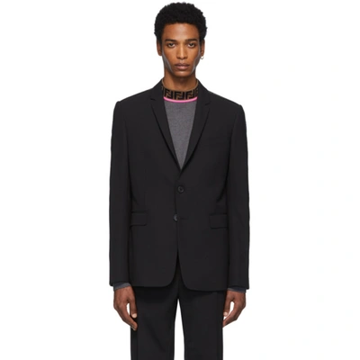 Fendi Ff Logo Embroidered Blazer In F0qa1 Blk