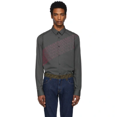 Fendi Grey And Pink Ff Shirt In F0uu0 Grey