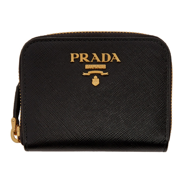 Prada Zip-around Small Leather Wallet In Black | ModeSens