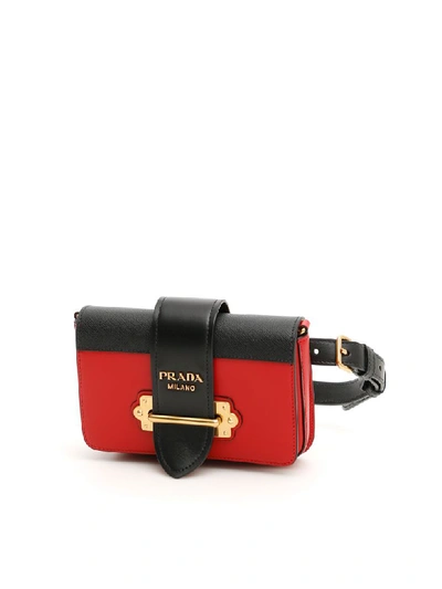 Prada Cahier Beltbag In Fuoco Nero (red)