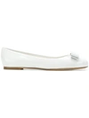 Ferragamo Women's Varina Patent Leather Ballet Flats In White