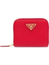 Prada Saffiano Leather Coin Purse In Red