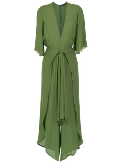 Andrea Marques Belted Jumpsuit In Green