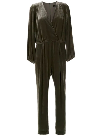 Andrea Marques Velvet Jumpsuit In Green