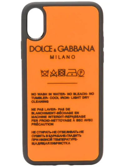 Dolce & Gabbana Logo Washing Instructions Iphone X Case In Orange