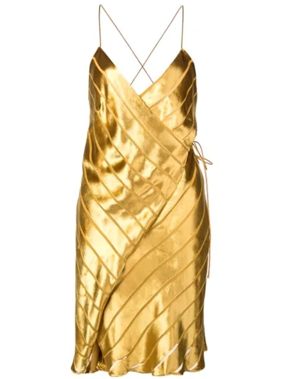 Michelle Mason Strappy Wrap Mini Dress In Gold | ModeSens