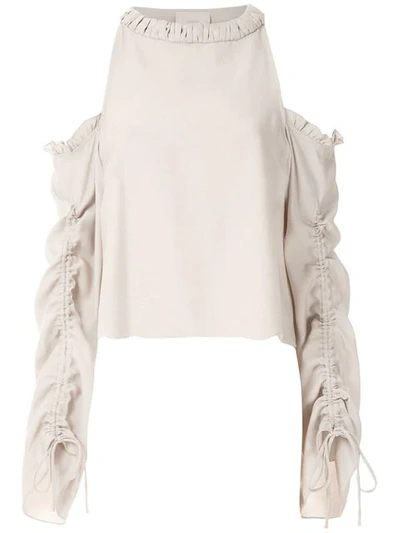 Framed Athena Long Sleeved Blouse In Neutrals