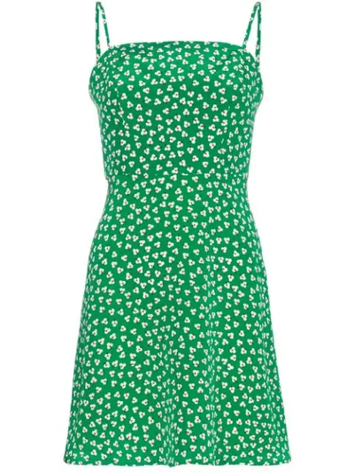 Hvn Nora Floral Print Mini Dress In Green