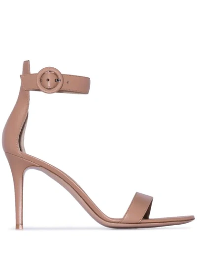 Gianvito Rossi Neutral Portofino 85 Leather Sandals In Nude