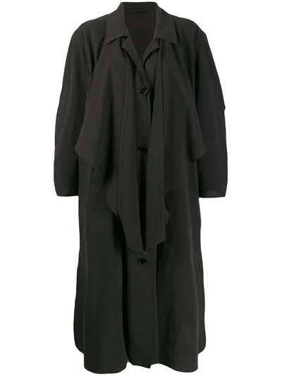 Lemaire Knotted Trench Coat In Black