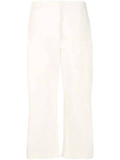 Lemaire Cropped Chino Trousers In White
