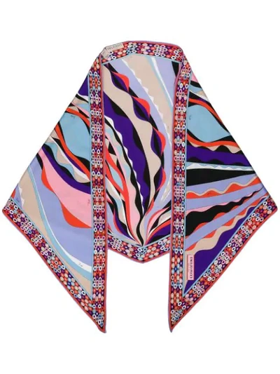 Pucci Burle Print Silk-twill Scarf In Purple