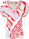 Emilio Pucci Burle Print Ruched Short Sleeved Top In Pink