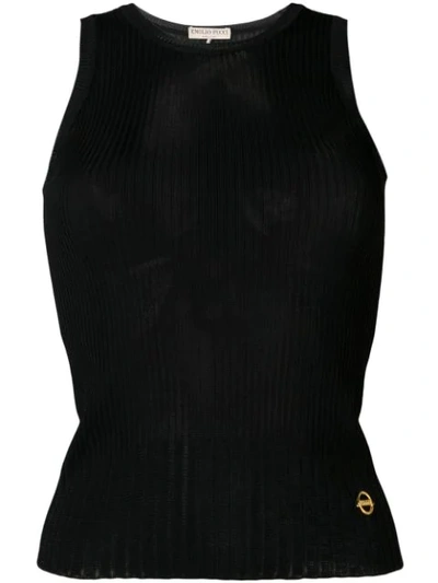 Emilio Pucci Ribbed Tank Top In Black