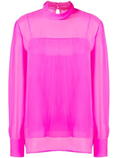 Emilio Pucci High-neck Silk Top In Pink