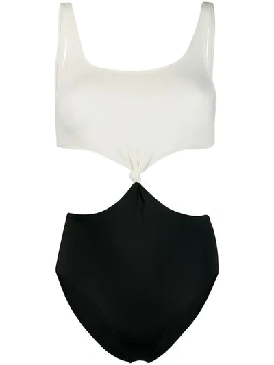 Solid & Striped Swimsuit With Side Cut-out In White