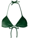 Solid & Striped Velvet Triangle Bikini Top In Green