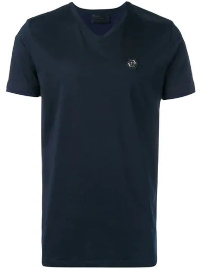 Philipp Plein Logo Patch T-shirt In Blue