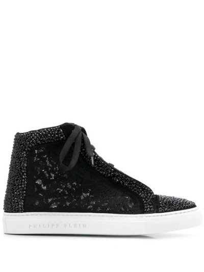 Philipp Plein Hi-top Sneakers Crystal In Black