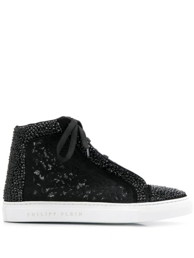 Philipp Plein Hi-top Trainers Crystal In Black