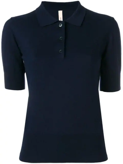 Extreme Cashmere Fine Knitted Polo Top In Blue
