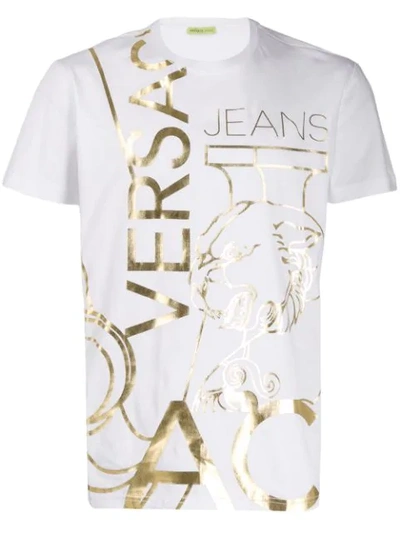 Versace Jeans T-shirt Mit Metallic-print In White