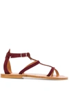 Kjacques Antioche T-bar Sandals In Red