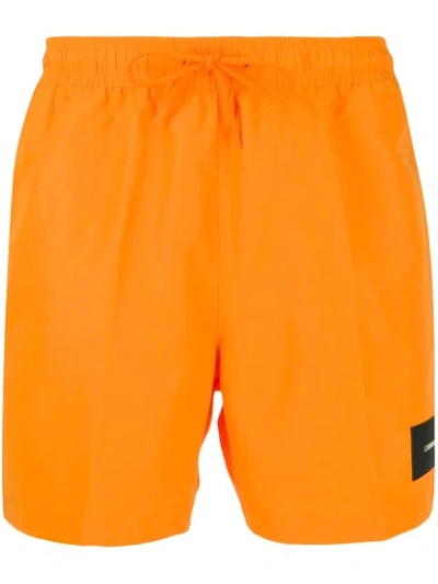 Calvin Klein Underwear Logo Patch Swimming Shorts In Orange