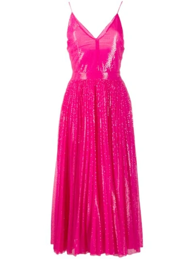 Msgm Sequin Pleated Dress In Pink