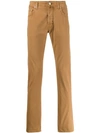Jacob Cohen Pocket Square Detail Trousers In Brown