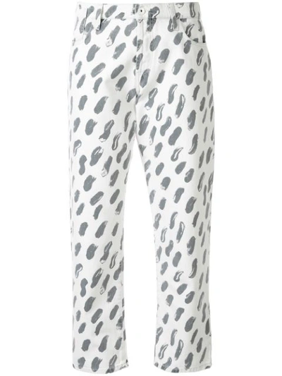 Marni Brushstroke Cropped Jeans In White