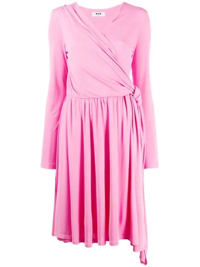 Msgm Knee Length Wrap Dress In Pink