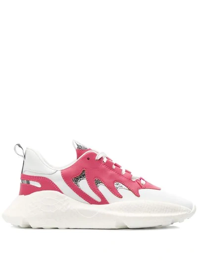 Roberto Cavalli Pink Panelled V1per Sneakers In White