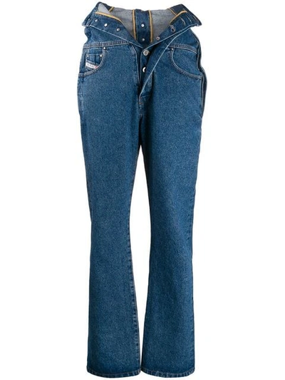 Diesel Red Tag Foldover Waist Jeans In Blue