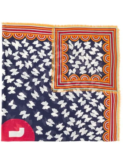 La Doublej Square Printed Scarf - Blue In Blue