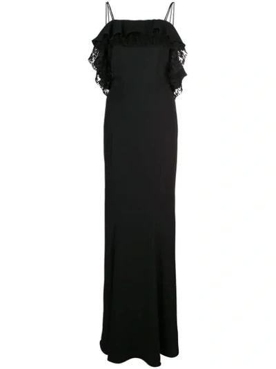 Zac Zac Posen Everly Low-back Gown With Lace In Black