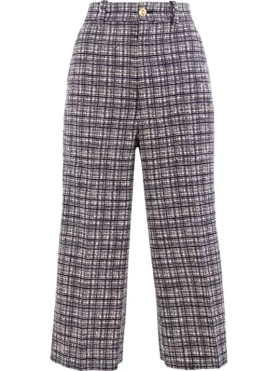 Gucci Check Patterned Cropped Trousers In Blue