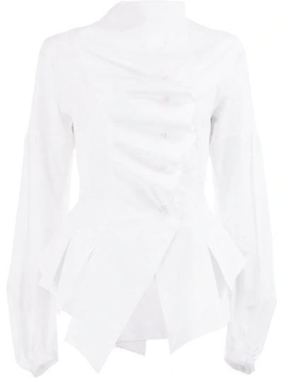 Aganovich Asymmetric Ruffle Shirt In White