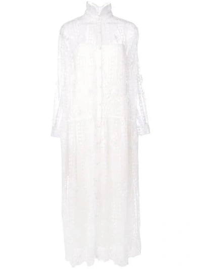 Adam Lippes Collared Embroidered Tulle Dress In White
