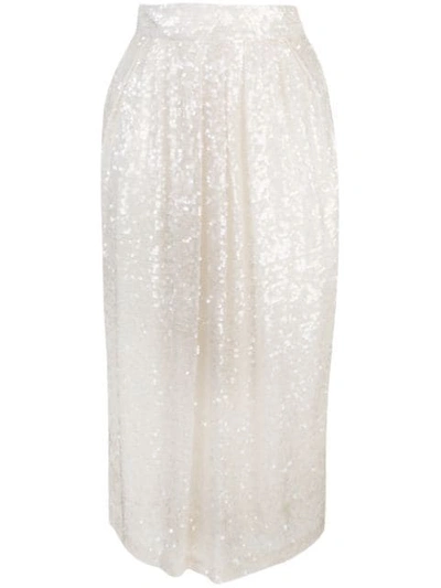 Adam Lippes Sequin Embellished Skirt In White