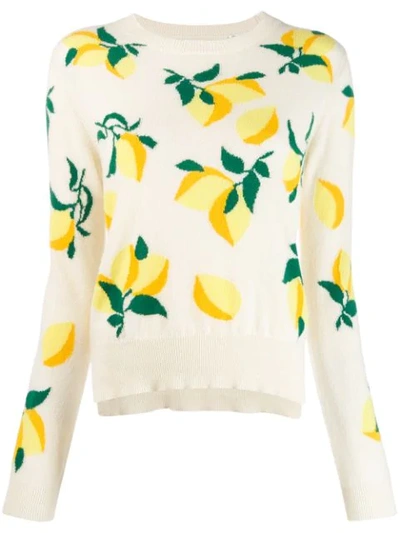 Chinti & Parker Lemon Print Sweater In Cream/lemon/buttercup/green
