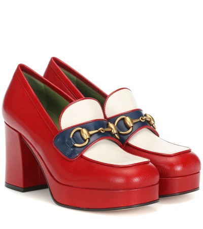 Gucci Horsebit Leather Loafer Pumps In Red