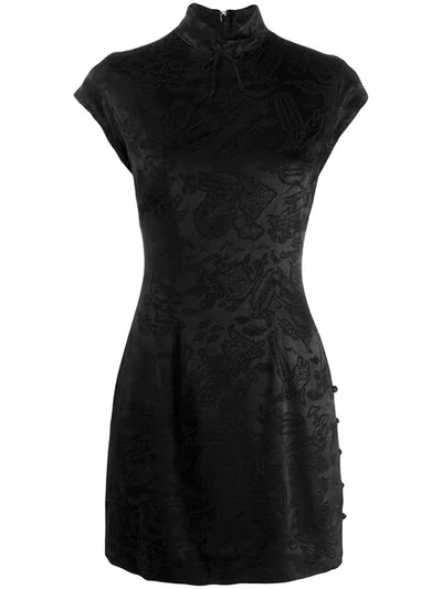 Alexa Chung Patterned Velvet Mini Dress - Black