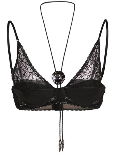 Alexander Wang Lace Bralette With Bolo Tie - Black
