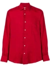 Aspesi Slim-fit Linen Shirt In Red