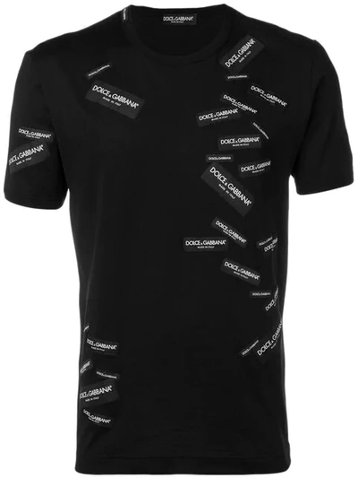 Dolce & Gabbana Logo-tape Cotton T-shirt In Black