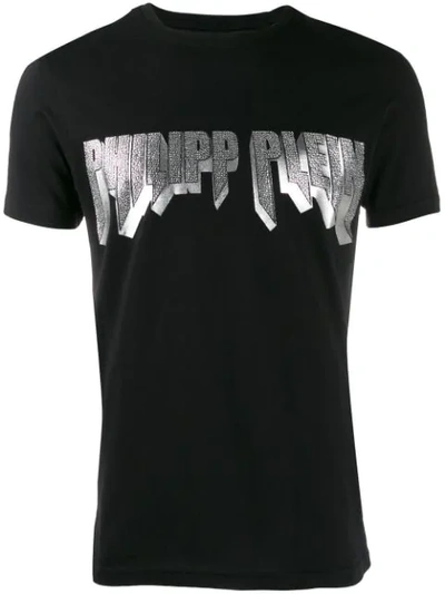 Philipp Plein Foil-print Logo T-shirt In Black