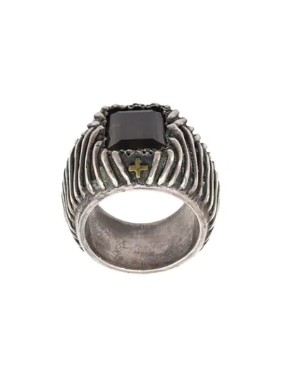 Tobias Wistisen Cross Etched Ring In Black